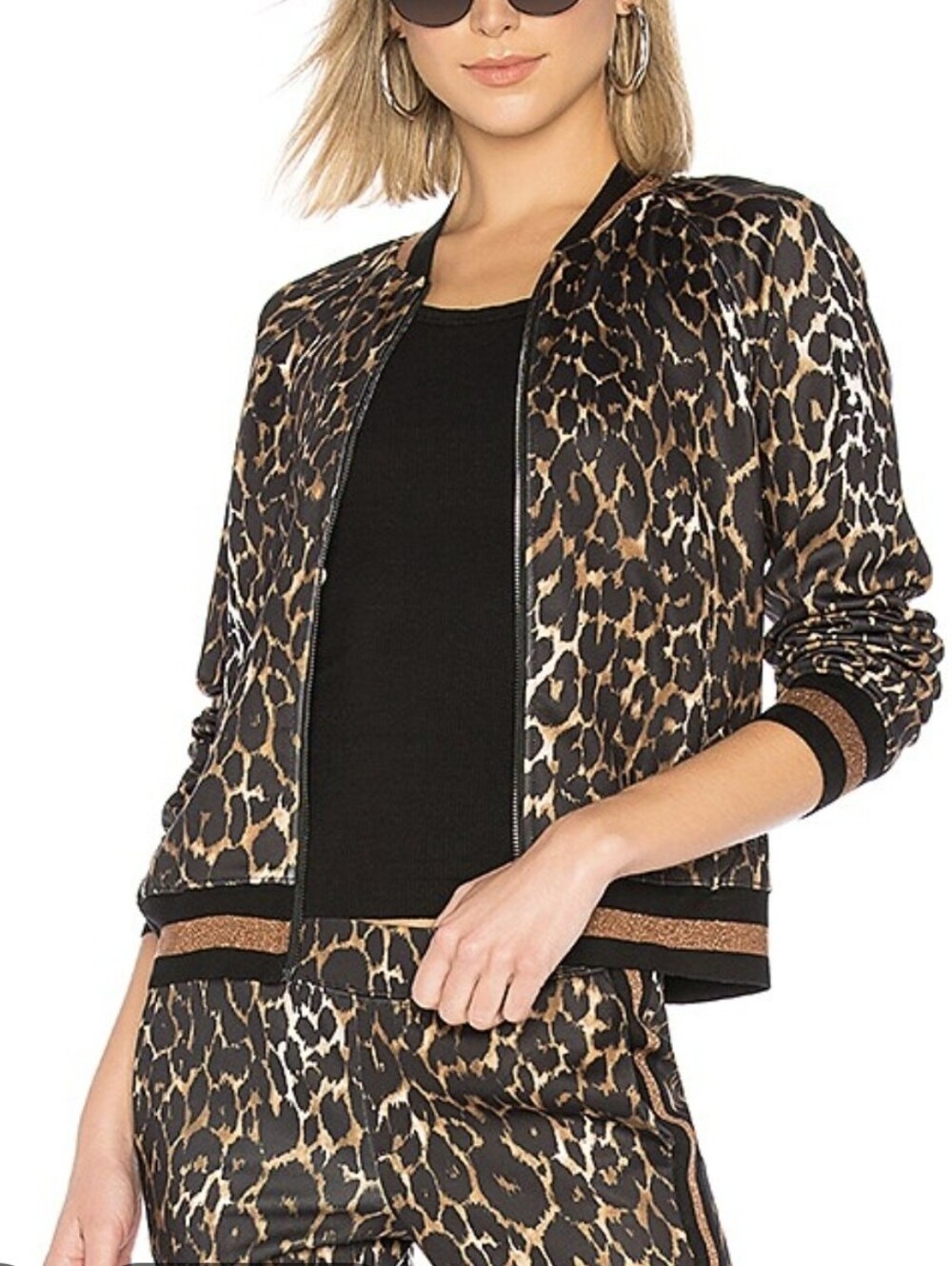 Pam & Gela Leopard Lightweight Track Jacket Size Small